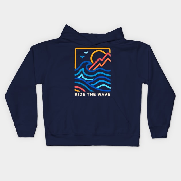 Ride the wave Kids Hoodie by timegraf